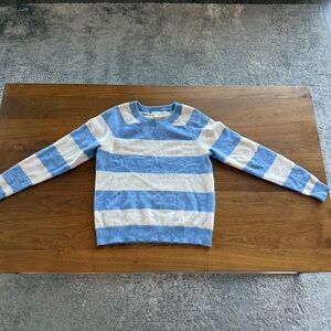 Garnet Hill Women's 100% Cashmere Crewneck Sweater Pullover Striped Size S